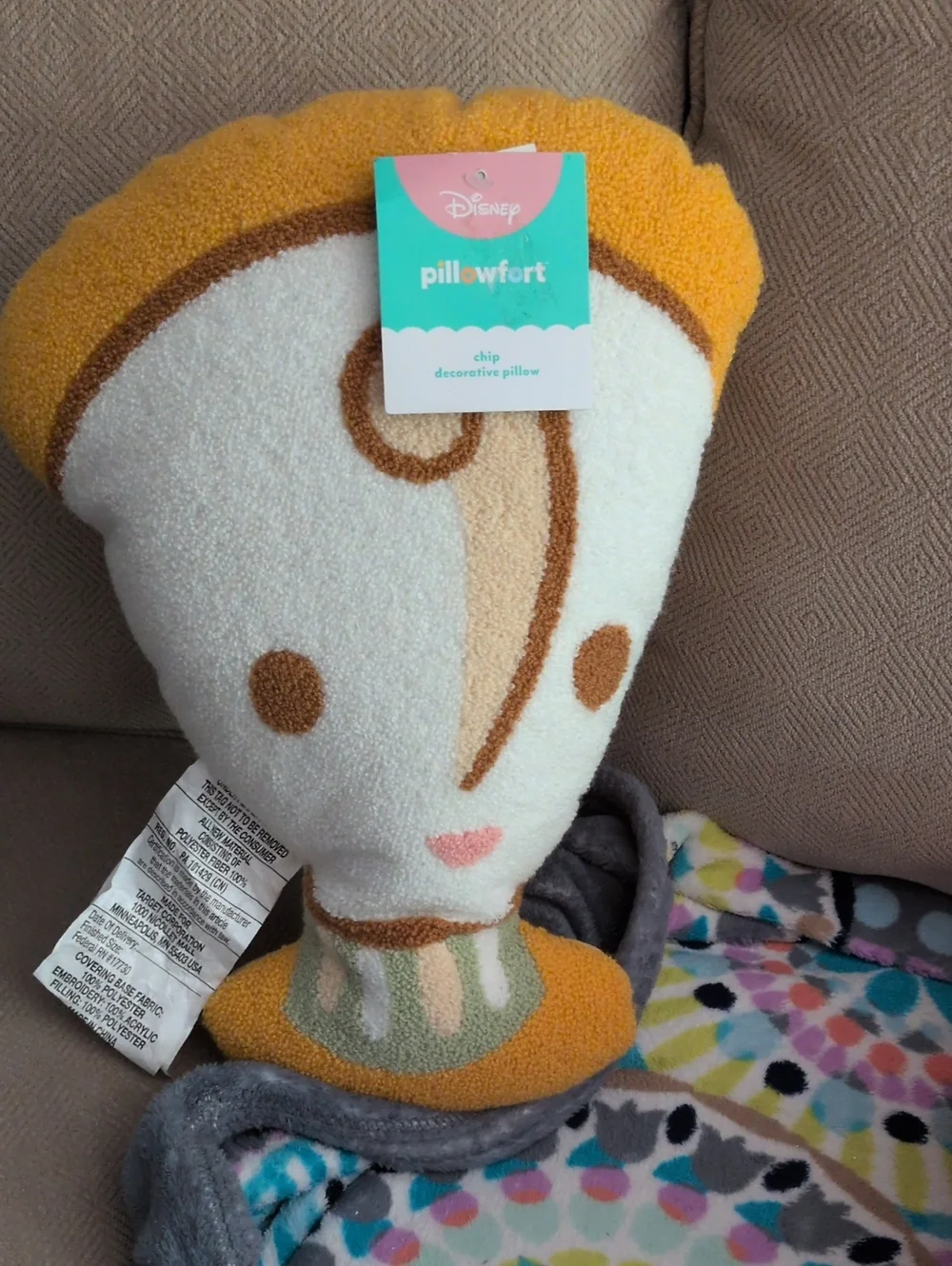 Disney Pillowfort Chip Plush Pillow - Yellow, White, Tan, Pink